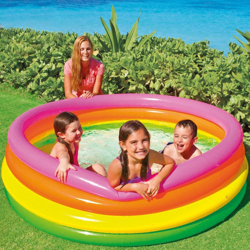 INTEX Colorful Inflatable Kids Pool 5ft 6in x 1ft 6in | Round Splash Pool