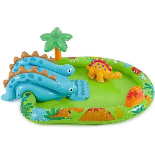 INTEX Dinosaur Themed Inflatable Kids Pool 8ft 2in x 6ft 3in x 3ft 7in | Splash Play Pool