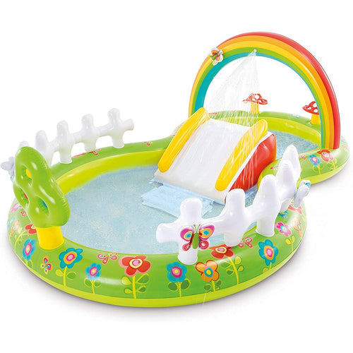 INTEX Garden Themed Inflatable Kids Pool 9ft 6in x 5ft 11in x 3ft 5in | Splash Play Pool