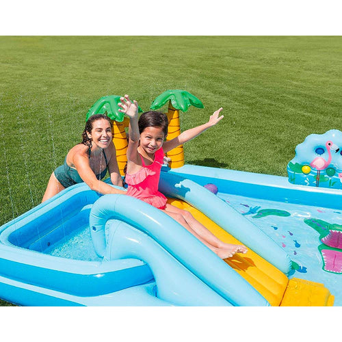 INTEX Jungle Themed Inflatable Kids Pool 8ft 5in x 7ft 1in x 2ft 9in | Splash Play Pool