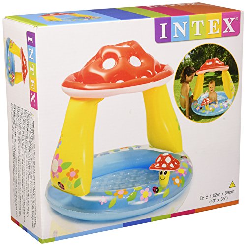 INTEX Mushroom Baby Pool 3ft 4in x 2ft 11in | Inflatable Toddler Pool with Shade