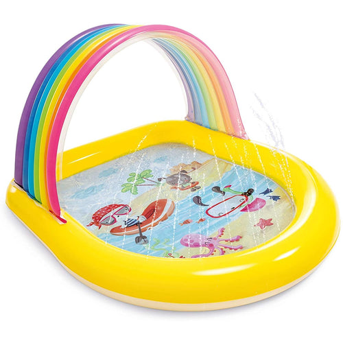 INTEX Rainbow Arch Spray Pool 4ft 10in x 4ft 3in x 2ft 10in | Inflatable Kids Splash Pool with Sprayer