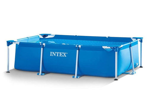 INTEX Small Rectangular Metal Frame Kids Pool 7ft 3in x 4ft 11in x 1ft 11in | Above Ground Pool
