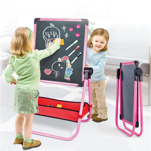 Kids Dual-Sided Magnetic Art Easel β Chalkboard & Whiteboard Standing Drawing Board