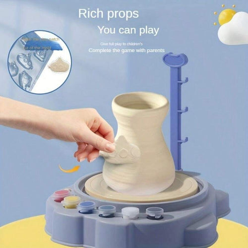 Kids DIY Pottery Wheel Kit | Clay Sculpting Art Set with Paints & Tools