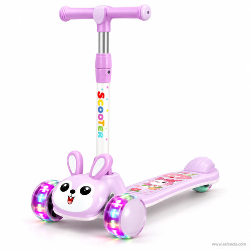 Lilac Bunny Kids Scooter with Light-Up LED Wheels