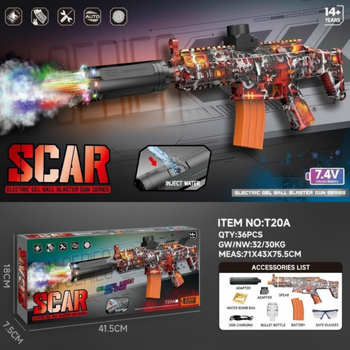 M4 Gel Blaster Toy Gun β Auto Fire, LED Lights & Smoke Effect