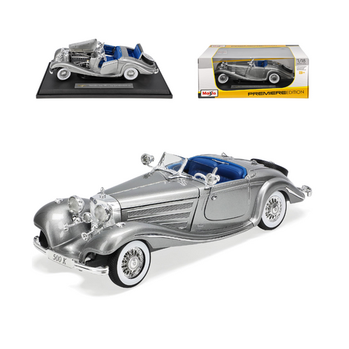 Maisto 1:18 Mercedes-Benz 500K Special Roadster – Silver
