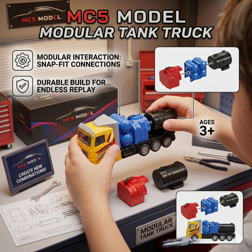 MC5 Model Die-Cast Tanker Truck | Friction-Powered Yellow Cab Heavy Truck Toy