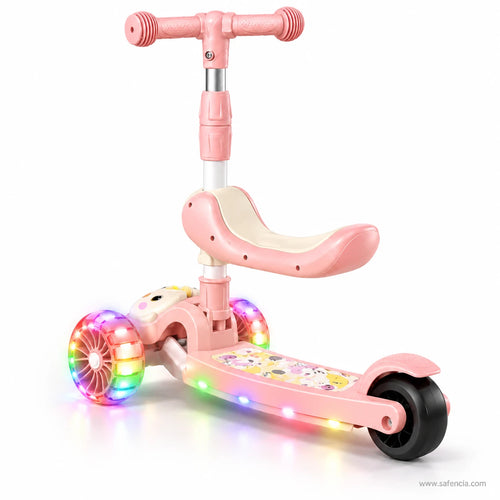 Pink Chick Kids Scooter with Removable Seat & LED Wheels
