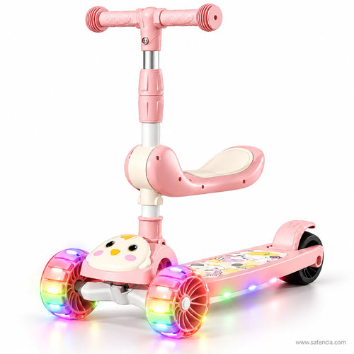 Pink Chick Kids Scooter with Removable Seat & LED Wheels