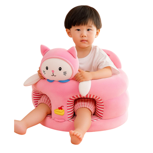 Pink Kitty Baby Sofa Seater – Soft Plush Support Chair for Babies & Toddlers