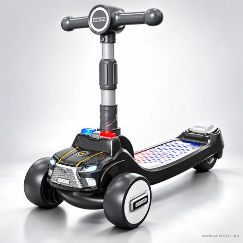 Police Car Kids Scooter with Light Bar, Lights & Music