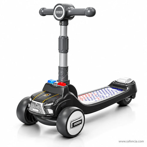 Police Car Kids Scooter with Light Bar, Lights & Music