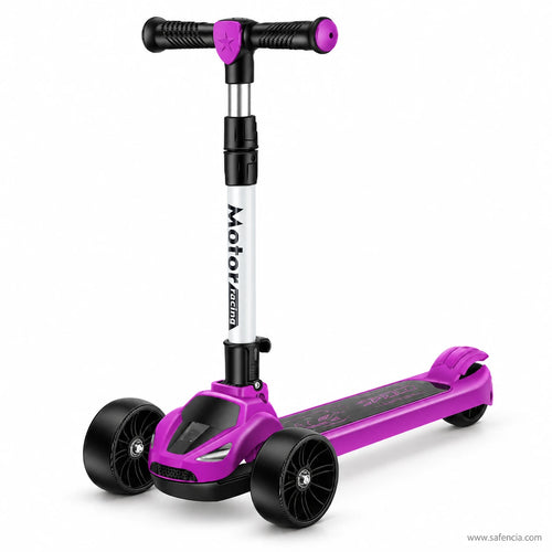 Purple Racing Kids Scooter with Rear Brake & Light-Up Wheels