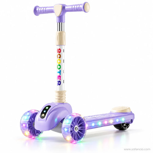 Rainbow Letter Kids Scooter with LED Light-Up Wheels & Music