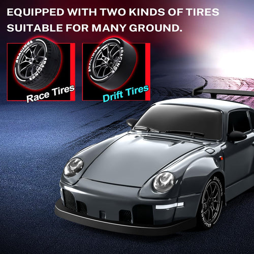 RC Drift Porsche 911 | Remote Control 4 Wheel Drive Drift Car | 1:24 Scale High Speed Car With Cones & Replaceable Tyres