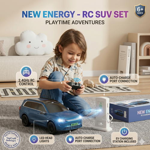 RC SUV Car Toy with EV Charging Station | 2.4GHz Remote Control Car