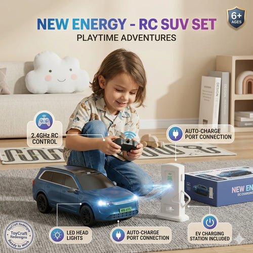 RC SUV Car Toy with EV Charging Station | 2.4GHz Remote Control Car
