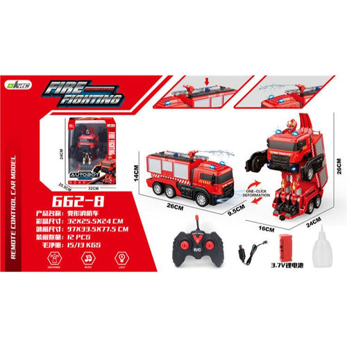 Transforming Fire Truck Robot Toy | 2-in-1 RC Fire Engine Deformation Car for Kids
