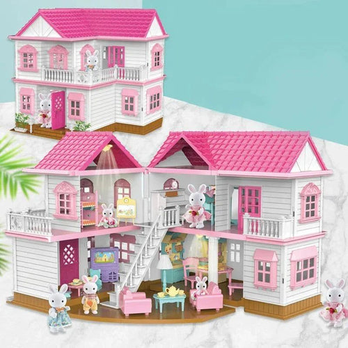 Sender Family Luxury Villa Doll House β DIY Playset with Lights & Bunnies