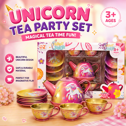 Unicorn Tea Party Set for Kids – 13-Piece Pretend Play Set