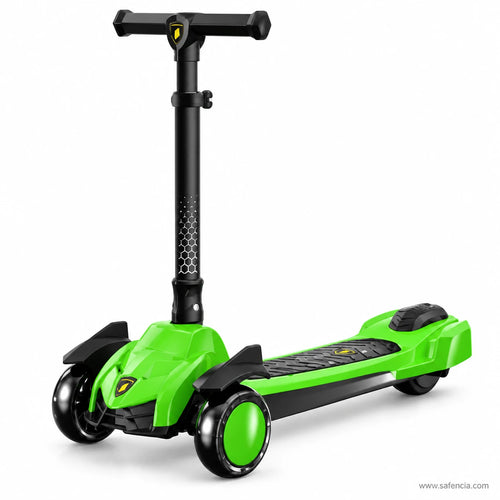 Green Supercar Style Kids Scooter with Light-Up Wheels