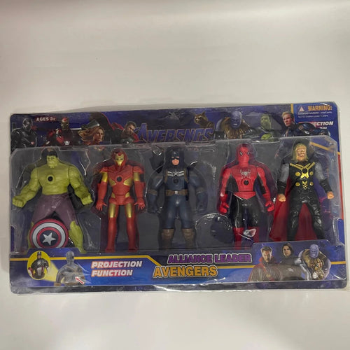 Avengers 5-Piece Action Figures Set with Projection Light