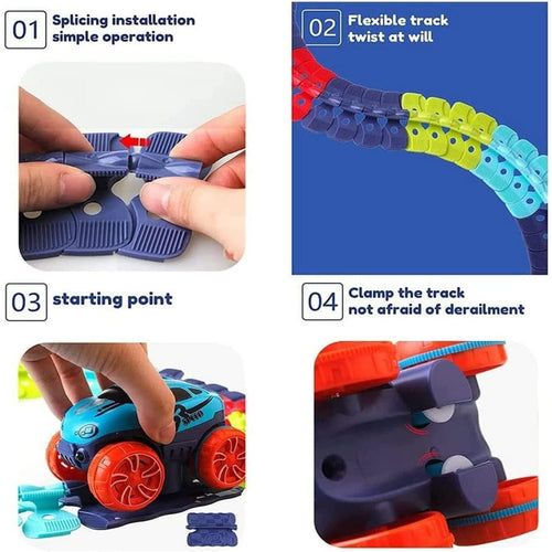 46 Pcs Flexible LED Race Car Track Set for Kids