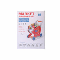 64-Piece Kids Market Shopping Cart Playset - grocery accessories