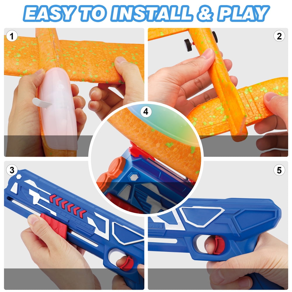 Kids outdoor flying toy catapult glider gun airplane launcher gift Pakistan