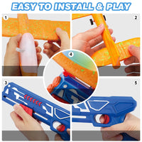 Kids outdoor flying toy catapult glider gun airplane launcher gift Pakistan