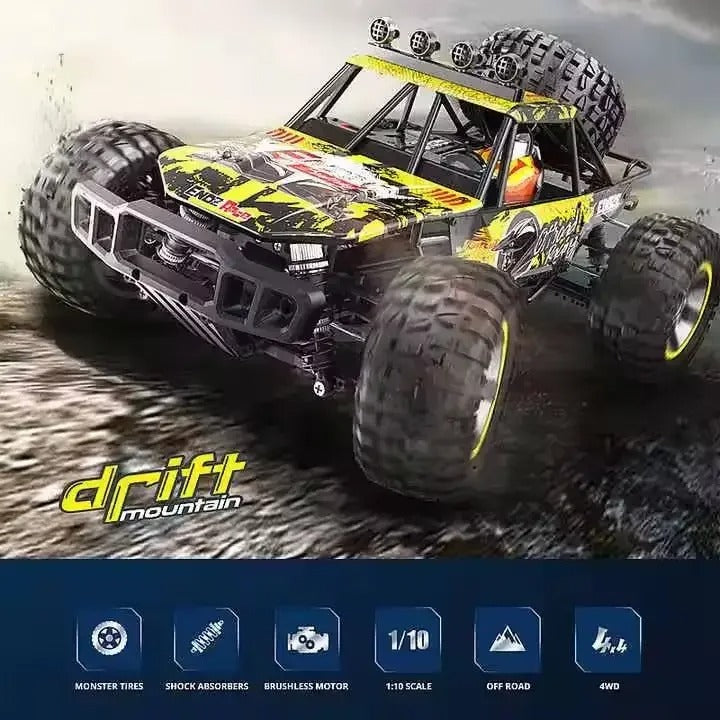 1:10 Large 4WD RC Monster Truck – High-Speed Off-Road with LED Lights