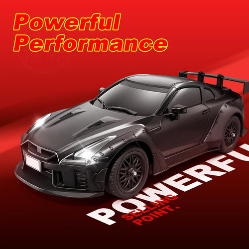 1:16 RC drift car close-up of LED lightning effects glowing on body