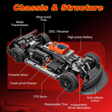1:16 Scale High-Speed RC Drift & Racing Car with LED Lights & Rechargeable Battery