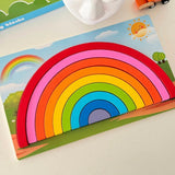 Wooden Rainbow Stacking Toy – 9-Piece Montessori Arch Set