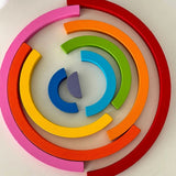 Wooden Rainbow Stacking Toy – 9-Piece Montessori Arch Set