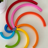 Wooden Rainbow Stacking Toy – 9-Piece Montessori Arch Set