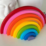 Wooden Rainbow Stacking Toy – 9-Piece Montessori Arch Set