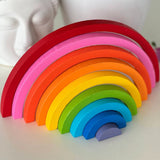 Wooden Rainbow Stacking Toy – 9-Piece Montessori Arch Set