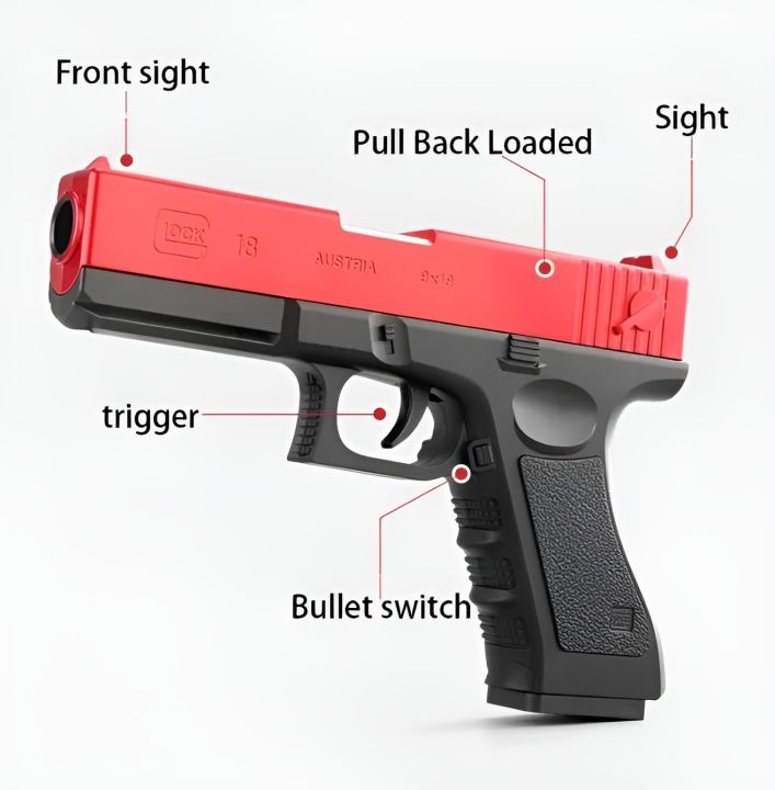 Kids toy Glock pistol soft bullet gun shooting range 20 feet