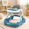 Height-Adjustable Foldable Baby Walker with Steering Wheel Activity Tray