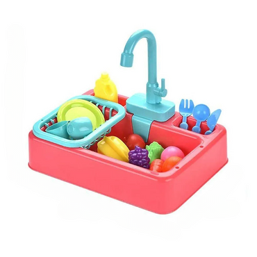 Kitchen sink toy playset with electric dishwasher