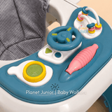 Height-Adjustable Foldable Baby Walker with Steering Wheel Activity Tray
