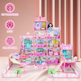 166-Piece DIY Barbie Villa Doll House with Mini Action Figures & Accessories – Pink