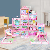 166-Piece DIY Barbie Villa Doll House with Mini Action Figures & Accessories – Pink