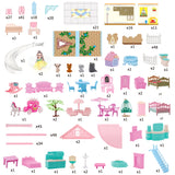 166-Piece DIY Barbie Villa Doll House with Mini Action Figures & Accessories – Pink