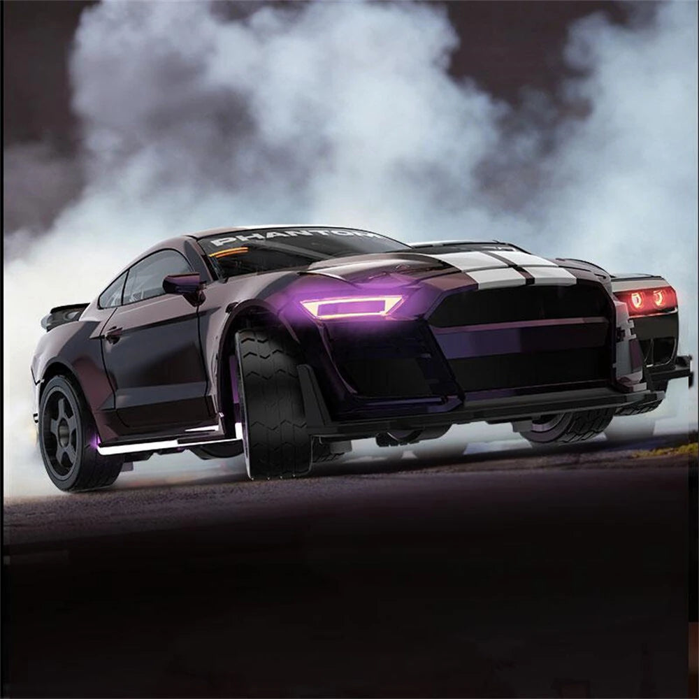 Purple RC Drift Car drifting with LED underglow lights