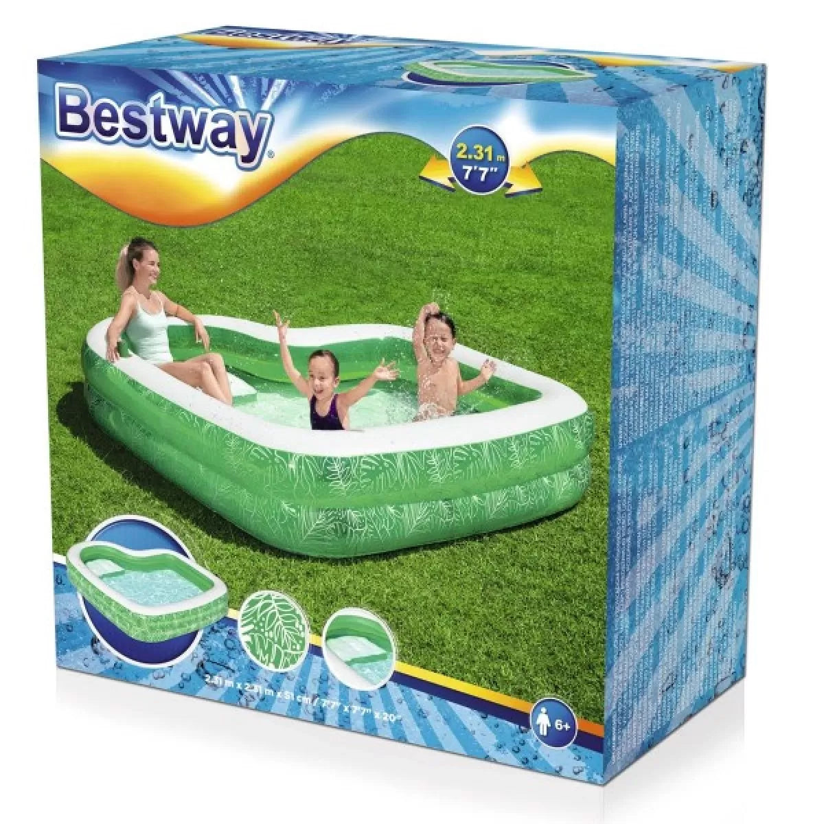 BESTWAY Tropical Family Pool 7.7ft | Inflatable Paradise Pool