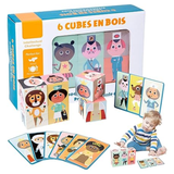 18 Challenges Wooden Character Cubes – Mix & Match Puzzle Game for Kids